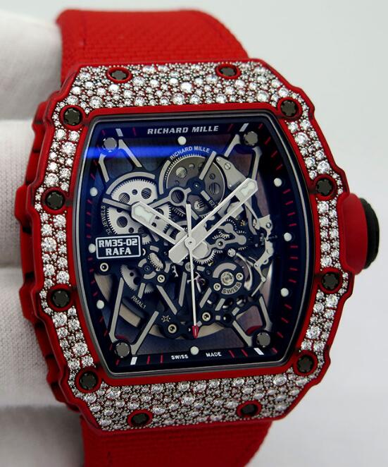 Replica Richard Mille RM35-02 Rafael Nadal Red Quartz TPT Diamond Watch